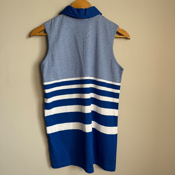 East West Women's Vintage Zipper Sleeveless Polo Shirt Blue Small Nautical Yacht - Picture 4 of 10